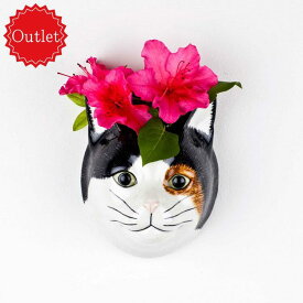 【LINE700円オフ】【アウトレット品】【在庫限り】Quail Ceramics イギリス製 猫 花瓶 壁掛け 雑貨 グッズ 北欧 一輪挿し かわいい おもしろ ネコ ねこ 猫雑貨 壁掛け花瓶 インテリア 海外 陶器 プレゼント 誕生日 記念日 引っ越し祝い クエイル Poppet ギフト
