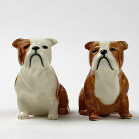 EnglishBulldogのフィギアセット イギリス Quail Ceramics 動物 置物 オブジェ インテリア 陶器 犬好き ブルドッグ イングリッシュ・ブルドッグ ペアー