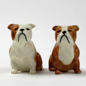 【LINE700円オフ】【在庫限り】EnglishBulldogのフィギアセット イギリス Quail Ceramics 動物 置物 オブジェ インテリア 陶器 犬好き ブルドッグ イングリッシュ・ブルドッグ ペアー
