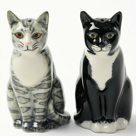 【LINE700円オフ】Sadie&Smartie S&P ソルト＆ペッパーセット イギリス Quail Ceramics 動物 置物 オブジェ インテリア 北欧 モダン 陶器 ヨーロッパ市場向け製品 ネコ好き にゃんこ