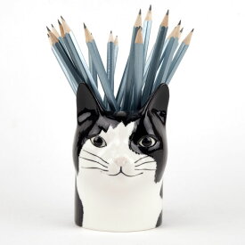 【P10倍】【在庫限り】 Quail Ceramics クエールセラミックス 英国ブランド 猫のペン立て BarneyPenPot (クウェイル・セラミックス)社製 動物 置物 オブジェ 北欧 モダン 陶器 ヨーロッパ 白黒猫ギフト海外インテリア