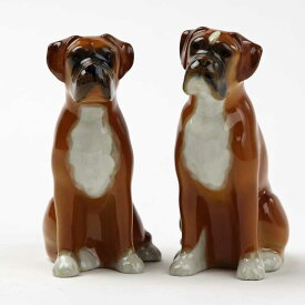 Boxerのフィギアペアー ボクサー イギリス Quail Ceramics 動物 置物 オブジェ インテリア 陶器 犬好き