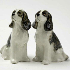 CockerSpaniel B&W のフィギアペア コッカースパニエル イギリス Quail Ceramics 動物 置物 オブジェ インテリア 陶器 犬好き アニマル雑貨 イギリス クエイルセラミックス いぬ イヌ Dog