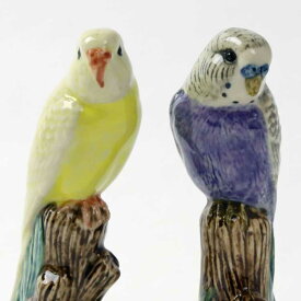 【LINE700円オフ】【在庫限り】Budgie セキセイインコの置物 イエロー バイオレット フィギアセット Figure イギリス Quail Ceramics 動物 置物 オブジェ インテリア 陶器 インコ いんこ 鳥 鳥好き 野鳥 アニマル 北欧雑貨 動物雑貨 とり トリ ギフト