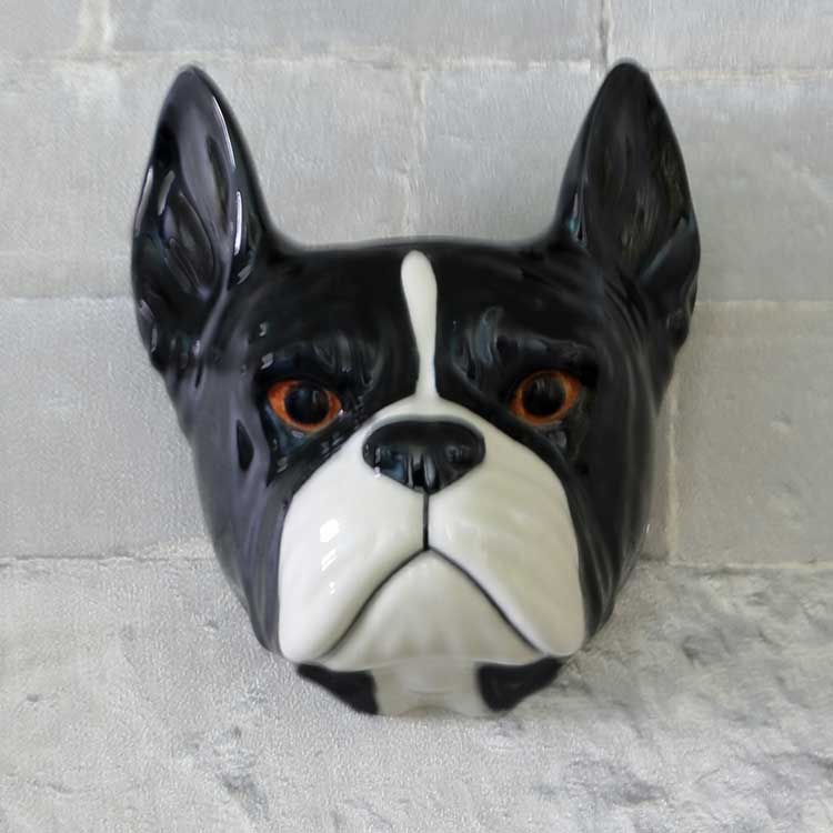 FrenchBulldog Wall Vase S　イギリス Quail Ceramics 動物 置物 オブジェ インテリア 磁器製 アニマルヘッド　 犬 花瓶 ブルドッグ　フレンチブルドッグ　ペット | ドゥナパール