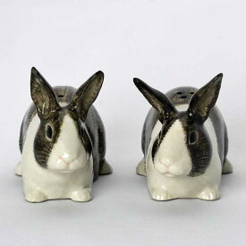 Dutch Rabbit grey and white S&P ソルト＆ペッパーセット イギリス Quail Ceramics 置物 オブジェ インテリア 北欧 モダン 磁器 ヨーロッパ ペット うさぎ