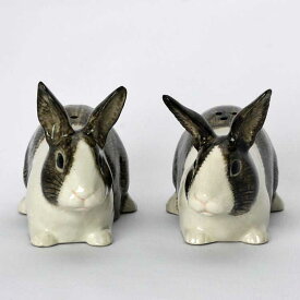 【P10倍】【在庫限り】 Quail Ceramics クエールセラミックス 英国ブランド Dutch Rabbit grey and white S&P ソルト＆ペッパーセット 置物 オブジェ 北欧 モダン 磁器 ヨーロッパ ペット うさぎギフト海外インテリア