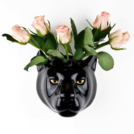 Panther Wall Vase 黒ヒョウの壁掛け イギリス QuailQuail Ceramics アニマルヘッド 動物 置物 オブジェ インテリア 陶器 花瓶 黒ヒョウ ヒョウ パンサー ブラックパンサー Black Panther