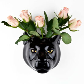 【最大20％OFF★母の日セール】Panther Wall Vase 黒ヒョウの壁掛け イギリス QuailQuail Ceramics アニマルヘッド 動物 置物 オブジェ インテリア 陶器 花瓶 黒ヒョウ ヒョウ パンサー ブラックパンサー Black Panther