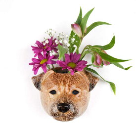 【LINE700円オフ】【在庫限り】BorderTerrierWallVase ボーダーテリア 壁掛け ウォールベース おしゃれ 可愛い 動物 花束 ドライフラワー 一輪挿し 一輪 小物入れ 歯ブラシ入れ 収納 オブジェ インテリア 陶器 テリア 花瓶 海外雑貨 犬 QuailCeramics