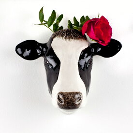 Cow WallVase 牛の壁掛け イギリス QuailQuail Ceramics アニマルヘッド 動物 置物 オブジェ インテリア 陶器 花瓶 牛 ウシ うし
