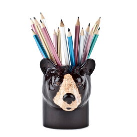 くまのペン立て Black Bear Pen Pot イギリス Quail Ceramics 動物 置物 オブジェ インテリア アニマル雑貨 動物雑貨 ヨーロッパ雑貨 北欧 モダン 陶器 ヨーロッパ市場向け製品 動物好き くま クマ 熊