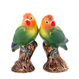 Love Bird S&P ボタンインコのソルト＆ペッパーセット イギリス Quail Ceramics 動物 置物 オブジェ インテリア 北欧 モダン 陶器 ヨーロッパ市場向け製品 鳥好き 鳥 インコ ボタンインコ