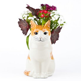 猫 花瓶 雑貨 グッズ 北欧 一輪挿し かわいい おしゃれ おもしろ ネコ ねこ 茶トラ フラワーベース 置物 猫雑貨 インテリア 海外 陶器 セラミック プレゼント ギフト 誕生日 引っ越し祝い クエイル Squash QuailCeramics