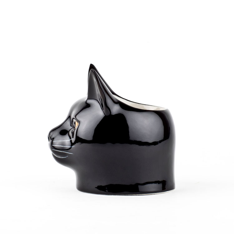 エッグスタンド LuckyEggCup 猫の エッグカップ Quail Ceramics クエイル 猫雑貨 猫グッズ エッグカップ エッグポット 卵  雑貨 インテリア 黒猫 ネコ ねこ おしゃれ おもしろ アニマル 海外 輸入 北欧 陶器 プレゼント ギフト 誕生日 記念日 | ドゥナパール