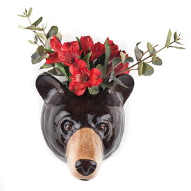 【LINE700円オフ】【在庫限り】Black Bear Wall Vase くまの壁掛け イギリス QuailQuail Ceramics アニマルヘッド アニマル雑貨 動物 置物 オブジェ インテリア 陶器 花瓶 くま クマ 熊 BlackBear