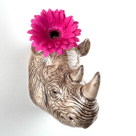 【楽天スーパーSALE限定割引】Rhino WallVase サイの壁掛け イギリス QuailQuail Ceramics アニマルヘッド 動物 置物 オブジェ インテリア 陶器 花瓶