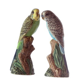 Budgerigar S&P セキセイインコのソルト＆ペッパーセット 塩コショウ入れ イギリス Quail Ceramics 動物 置物 オブジェ インテリア 北欧 モダン 陶器 ヨーロッパ市場向け製品 鳥好き 鳥 インコ セキセイインコ