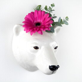 Polar Bear Wall Vase 白くまの壁掛け イギリス Quail Ceramics アニマルヘッド アニマル雑貨 動物雑貨 動物 置物 オブジェ インテリア 陶器 花瓶 白くま シロクマ 白熊