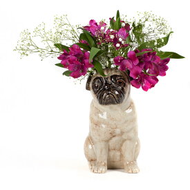 bis 2022 1月号掲載アイテム パグ 花瓶 犬 Pug Flower Vase Lサイズ 雑貨 グッズ かわいい おしゃれ おもしろ QuailCeramics ペット 置物 フラワーベース 一輪挿し 一輪 オブジェ インテリア 北欧 モダン 陶器 プレゼント ギフト