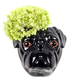 【LINE700円オフ】【在庫限り】 Quail Ceramics クエールセラミックス イギリス製 Pug Wall Vase Black 動物 置物 オブジェ インテリア 陶器 アニマルヘッド 犬 花瓶 パグ 黒 ペット 壁掛け花瓶 わんこ わんちゃん パグ 北欧雑貨 モダン ギフト
