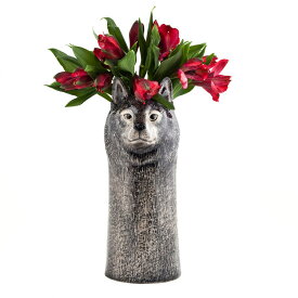 Wolf Flower Vase オオカミの花瓶イギリス Quail Ceramics 動物 置物 オブジェ インテリア 陶器 珍しい オオカミ 狼 ウルフ