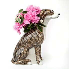 Greyhound Flower Vase イギリス Quail Ceramics 動物 置物 ペット オブジェ インテリア 陶器 犬好き グレーハウンド 花瓶