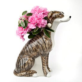 【LINE700円オフ】【在庫限り】Greyhound Flower Vase イギリス Quail Ceramics 動物 置物 ペット オブジェ インテリア 陶器 犬好き グレーハウンド 花瓶