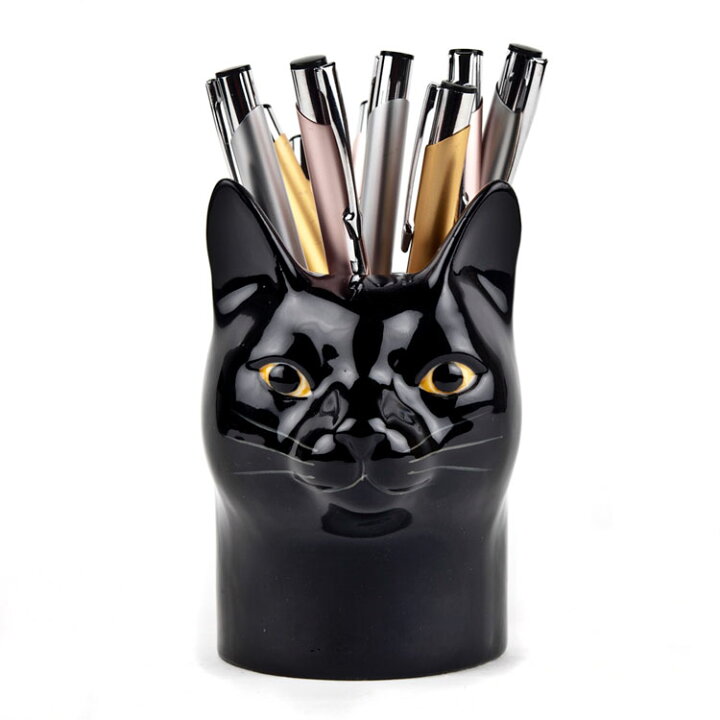 楽天市場 Luckypencilpot 黒猫のペン立て Quail Ceramics クエイル 猫雑貨 猫グッズ ペン立て 観葉植物 雑貨 オフィス 黒猫 ネコ ねこ おしゃれ かわいい おもしろ アニマル 海外 輸入 北欧 陶器 プレゼント ギフト 誕生日 記念日 海外雑貨のドゥナパール