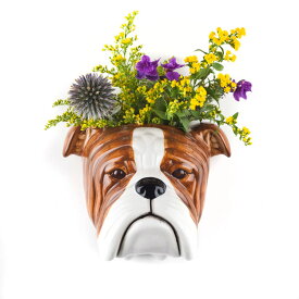 【LINE700円オフ】【在庫限り】Bulldog Wall Vase イギリス Quail Ceramics 動物 置物 オブジェ インテリア 陶器 アニマルヘッド 犬 花瓶 ブルドッグ