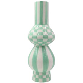 QUE RICO ケリコ ガブリエラスクエアーズアンドストライプス グリーン ミント 花瓶 Flower Vase カラフル colorful スペイン 海外雑貨 輸入雑貨 北欧 ヨーロッパ 生花 ドライフラワー 一輪挿し プレゼント 誕生日