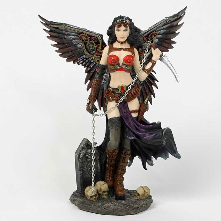 楽天市場 ブラックエンジェル 女性の戦士フィギュア Steampunk Winged Warrior チェーンブレードを持った女性ヴォーリア 羽 かっこいい 置物 フィギュア アニメオタク 黒髪 海外雑貨 海外インテリア 海外雑貨のドゥナパール