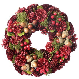 Xmas SeriesDonguri & Redpine Wreath（どんぐり・松ぼっくり）Mサイズ [cgx_329m] クリスマスリース クリスマスデコレーション リース 自然素材リース どんぐり 松ぼっくり クリスマス フラワーリース クリスマスグッズ