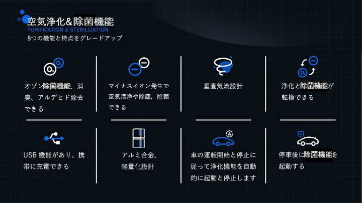 空気清浄機 マイナスイオン発生器 カー用品 車 コンパクト 車載空気清浄機 車用 発生器 オゾン