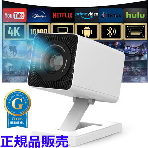 �v���W�F�N�^�[ �ƒ�p ���^�yAndroid TV�EAPP���p�\�E4K�Ή��z 1080P�Ή� ���P�x Wifi 6 Bluetooth5.4 �����X�s�[�J�[ �X�^���h��̌^ �y�� ������`�␳ �V�䓊�e �h�o �É� �Z�������e 180°��] PC/PS