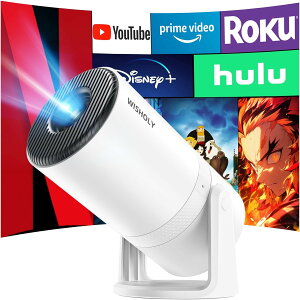 �v���W�F�N�^�[ �ƒ�p�yAndroid TV���ځE270°��]�z �v���W�F�N�^�[ ���^ 27000LM 1080P WiFi6 Bluetooth5.4 �����X�s�[�J�[ �X�^���h��̌^ �y�� ������`�␳ �V�䓊�e �h�o �É� �Z�������e 180°��] P