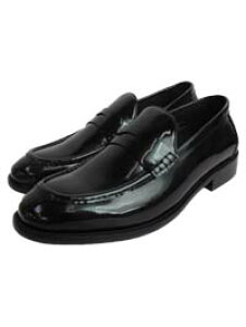 TETE HOMME/テットオム/春の靴!!!1019105041-001 ブラック◆70%OFF◆ エナメルコインローファー スリッポン 牛革 ロングノーズ ラバーソール/ラスト1点!!Mサイズ