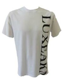 【LUXEAKMPLUS/リュクスエイケイエムプラス】LAT-23008-WHITE ホワイト メンズ バーチカルロゴ 半袖 Tシャツ クルーネック ストレッチ ゴルフ デイリー インナー/L XLサイズ