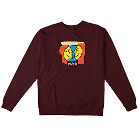 KROOKED SKATEBOADING "MOON SMILE CREWNECK" - MAROON