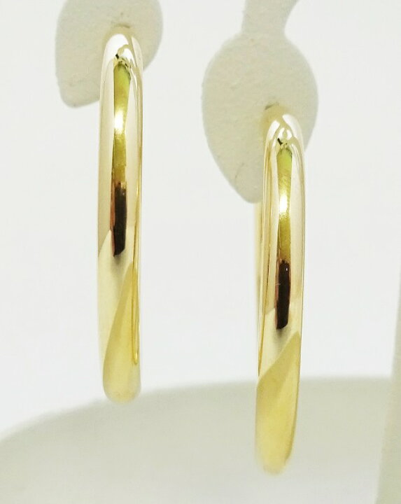楽天市場】K18 イエローゴールド パイプ フープピアス 3mm×30mm メンズ 