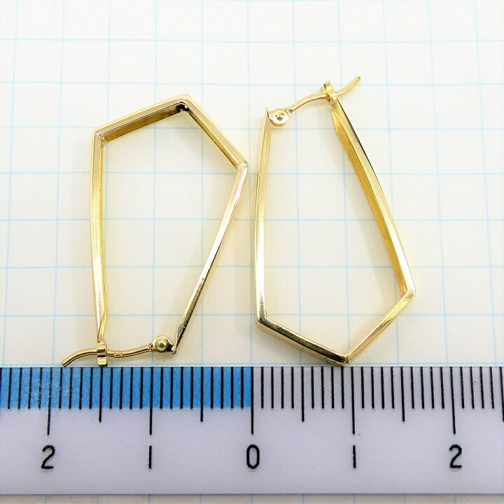 楽天市場】K18 イエローゴールド ペンタゴン ピアス 五角 メンズ  