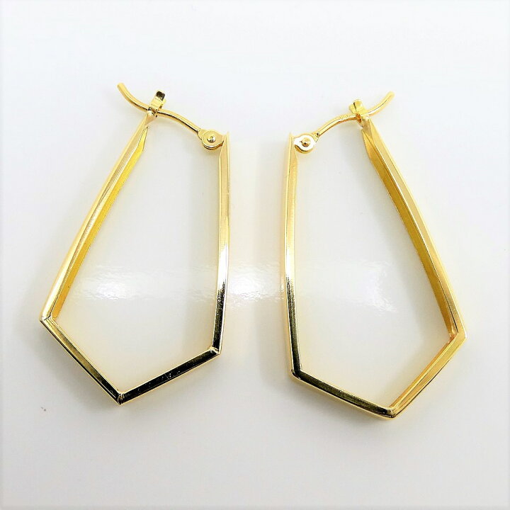 楽天市場】K18 イエローゴールド ペンタゴン ピアス 五角 メンズ  