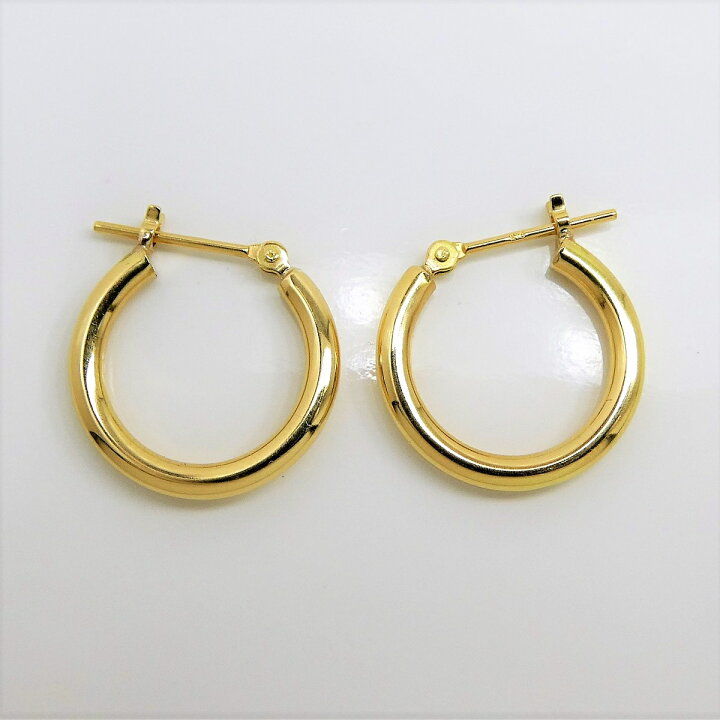 楽天市場】K18 イエローゴールド パイプ フープピアス 2mm×15mm メンズ 