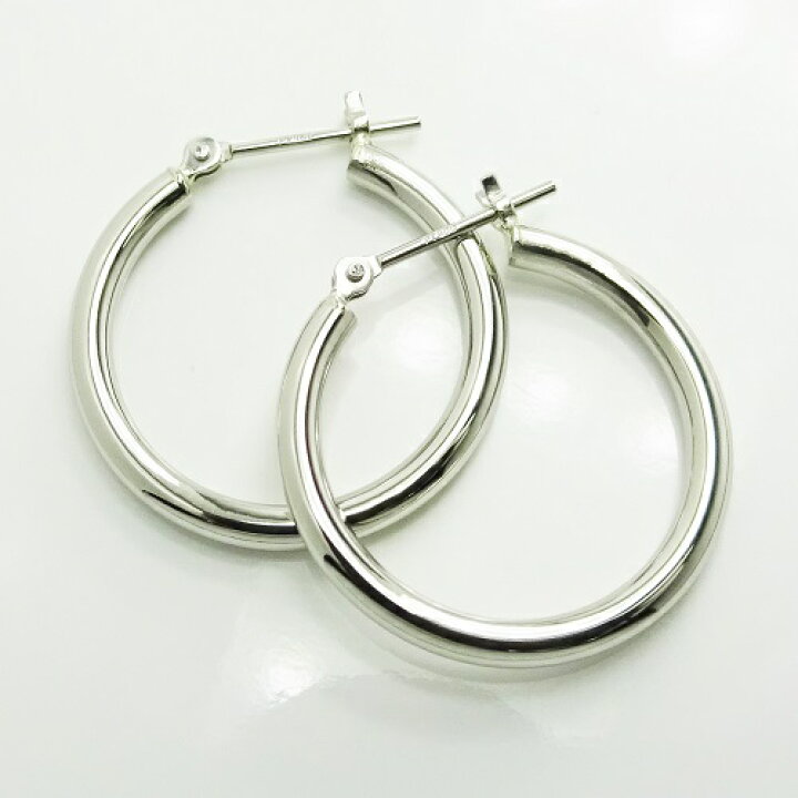 楽天市場】Pt900 プラチナ パイプ フープピアス 2mm×20mm メンズ 