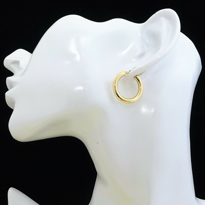 楽天市場】K18 イエローゴールド パイプ フープピアス 3mm×20mm メンズ  
