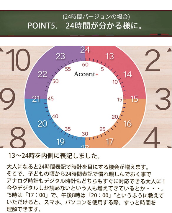 楽天市場 特典付 インテリアに合う知育時計 Clockids クロキッズ 巨大時計 掛け時計 壁掛け時計 大型時計 大きい 60cm プレゼント リビング 子供部屋 保育園 幼稚園 カラフル おしゃれ 時計学習 見やすい 日本製 3歳 4歳 5歳 6歳 ほとんど音がしない スイープ