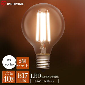 �y2�Z�b�g�z�d�� LED�t�B�������g�d�� �~�j�{�[���� E17 40W���� 440lm �����F���� �d���F���� �d�� �Ɩ� LED ���C�g Light �d�C ���� ���� ���� ���邢 ������ �A�C���X�I�[���} LDG4N-G-E17-FC LDG4L-G-E