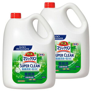 【2個セット】バスマジックリン SUPER CLEAN 4.5L 業務用 業務用 洗剤 浴室 除菌 消臭 防カビ Kao ヌメリ防止 プロフェッショナル グリーンハーブ 新生活