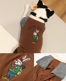 【ブランド直営】もちのび T ラビットDOG ドッグ Tシャツ 伸縮性 犬服 秋 冬 ロゴ 刺繍 ストレッチ 柔らかい 起毛 お揃い ペアルック 愛犬 インナー レイヤード 小型犬 中型犬 ペット タートルネック 暖かい KRIFF MAYER DOG クリフメイヤードッグ【2024FW】