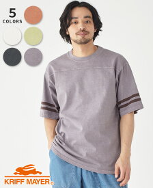 【ブランド直営】ピグメントフットボールT（メンズ ユニセックス 半袖 Tシャツ 袖ライン ヴィンテージ ユーズド加工 カットソー 綿 コットン100% カジュアル アメカジ アウトドア 夏）KRIFF MAYERクリフメイヤー【2024SS】